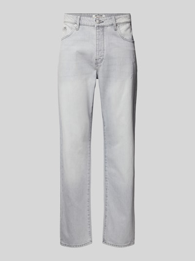 Produktfoto, Straight Fit Jeans aus reiner Baumwolle Modell 'EDGE' von Only & Sons, stylizowana na denim, 5 kieszeni, nity, bawełna, jasnoszary