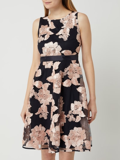 Christian Berg Cocktail Cocktailkleid mit floralen Stickereien Marine Melange 4