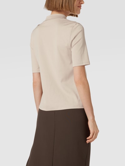 Marc Cain T-shirt met geribde ronde hals Taupe - 5