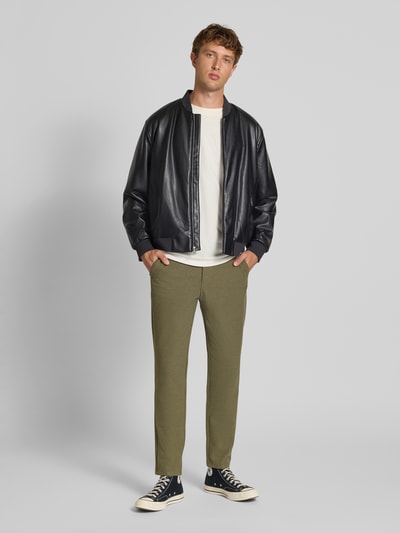 ONLY & SONS Slim Fit Brushed Chino mit Viskose-Anteil Modell 'MARK' Oliv 1