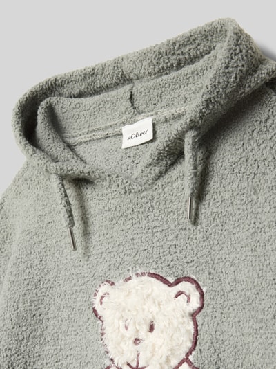s.Oliver RED LABEL Regular Fit Hoodie mit Bär-Motiv Mittelgrau Melange 2