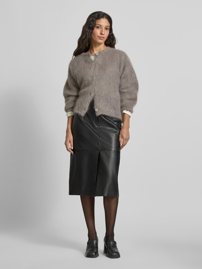 BOSS Regular fit leren rok van lamsleer Zwart - 1