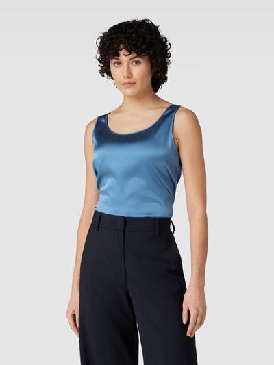 MaxMara Leisure Zijden top in effen design, model 'PAN' Bleu - 4