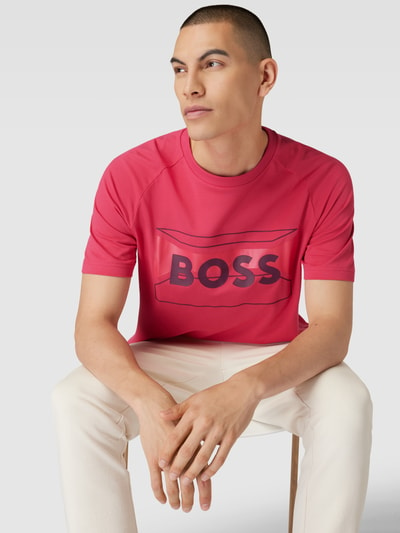 BOSS Green T-shirt z nadrukiem z logo Mocnoróżowy 3