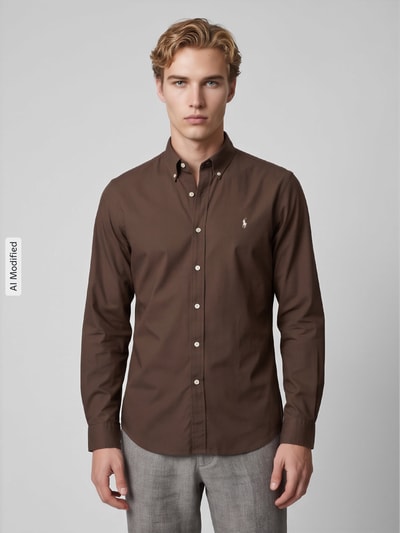 Polo Ralph Lauren Slim Fit Freizeithemd aus Baumwoll-Mix Schoko 4