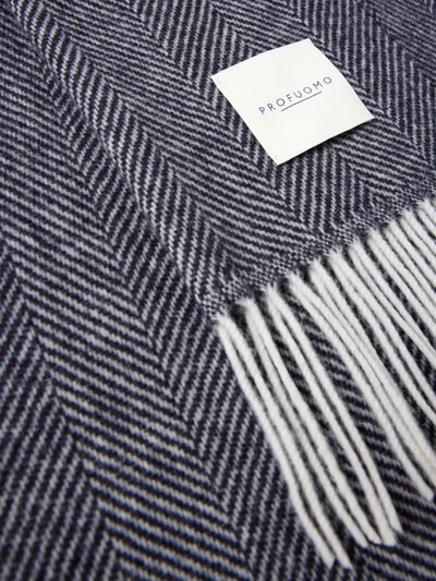 Profuomo Sjaal van wol met labelpatch Marineblauw - 2