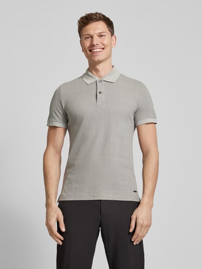 Geox Koszulka polo o kroju slim fit z fakturowanym wzorem Srebrny 4