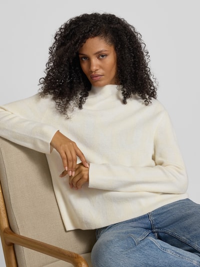 monari Bluzka z długim rękawem o kroju regular fit z mieszanki wełny z dodatkiem wiskozy Beżowy 3