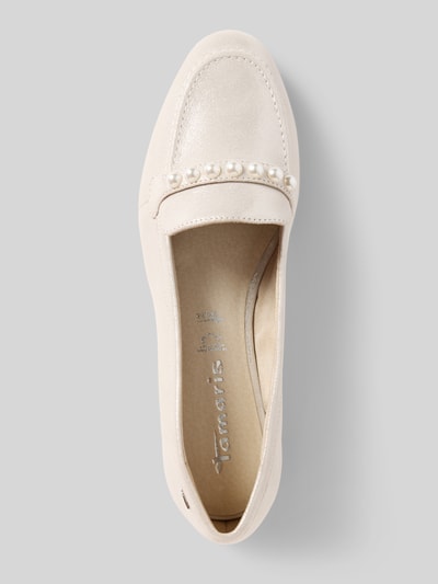 Tamaris Mokasyny skórzane z perełkami Złamany biały 3