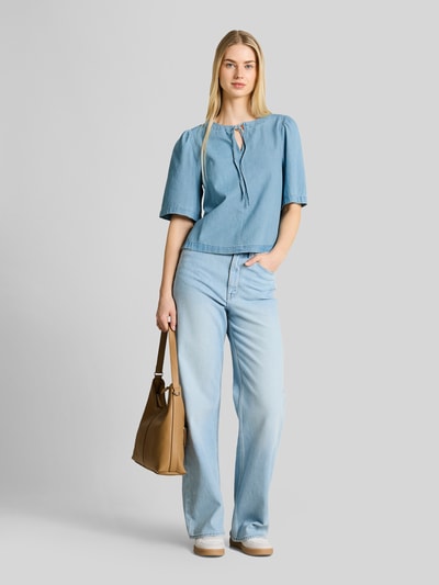 Tom Tailor Denim Relaxed Fit Bluse mit Schleifen-Detail Hellblau 1