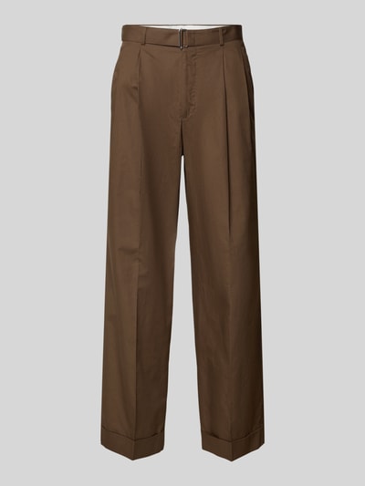 Officine Générale Loose fit stoffen broek met stolpplooien Middenbruin - 2