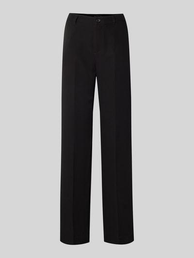 QS Wide leg stoffen broek met persplooien Zwart - 2