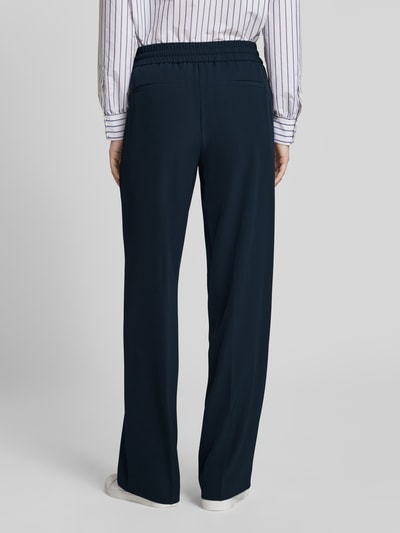 OPUS Straight leg stoffen broek met vaste persplooien, model 'Melane' Marineblauw - 5