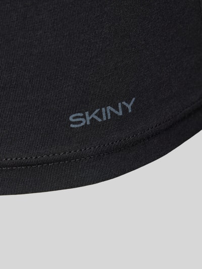 Produktfoto, schwarzes Slim Fit Tanktop aus Baumwoll-Mix von SKINY, feine Struktur, elastisch, Rundhalsausschnitt, ärmellos