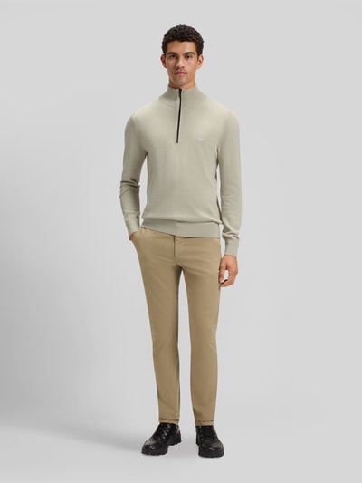 BOSS Orange Regular Fit Troyer aus Baumwoll-Mix mit Kaschmir-Anteil Modell 'Kanobix' Sand 1