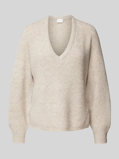 Vila Gebreide pullover met extra brede schouders, model 'BELUNA' Beige - 2