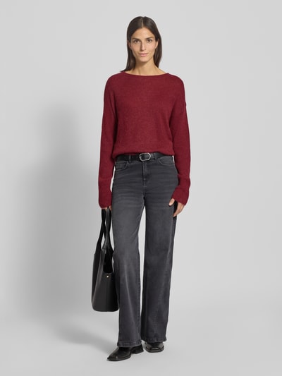 Brax Sweter z dzianiny z prążkowanymi wykończeniami model ‘LISA’ Bordowy 1