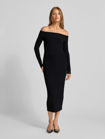 ARMANI EXCHANGE Gebreide jurk van viscosemix met carmenhals Zwart - 1