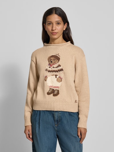 Polo Ralph Lauren Strickpullover mit Motiv Beige Melange 4