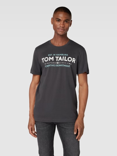 Tom Tailor T-Shirt mit Label-Print Anthrazit 4