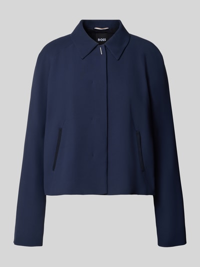 BOSS Żakiet krótki o kroju regular fit z czystej wiskozy Granatowy 2