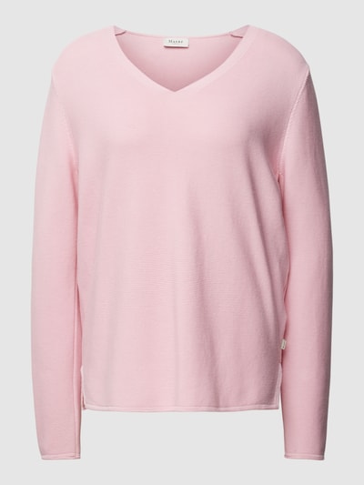 MAERZ Muenchen Strickpullover mit abgerundetem V-Ausschnitt Rose 2