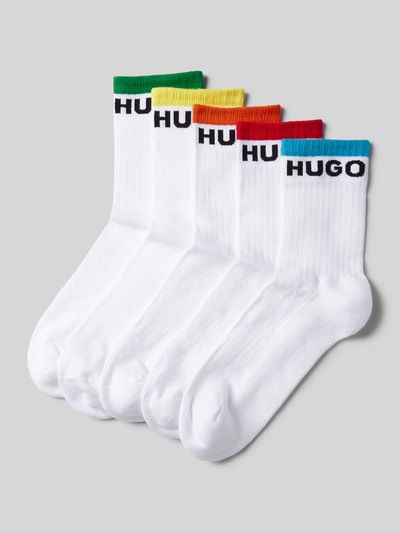 HUGO CLASSIFICATION Sokken in riblook in een set van 5 paar, model 'RAINBOW' Offwhite - 1