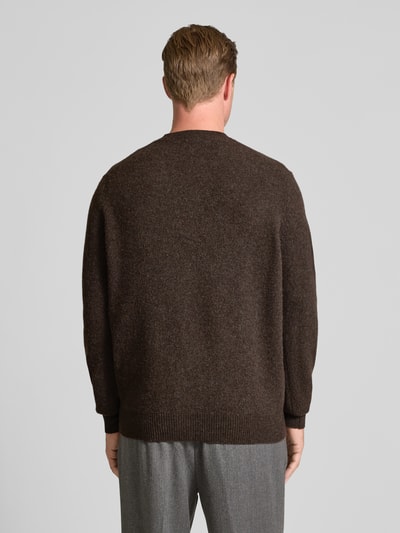 ANNARR Pullover van merinowol, model 'RAGI' Donkerbruin - 5