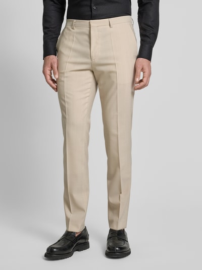 HUGO Slim Fit Anzughose mit Bundfalten Modell 'Hesten' Sand 4