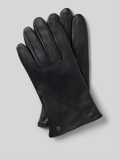 Roeckl Handschuhe aus Leder mit Ziernähten Black 1