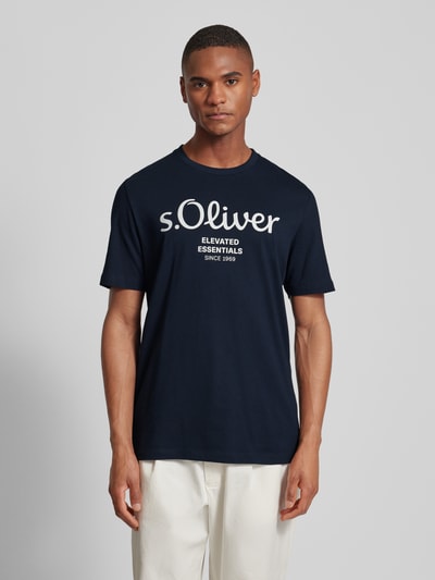 s.Oliver RED LABEL T-shirt met labelprint Marineblauw - 4