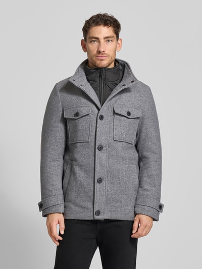 Christian Berg Men Regular Fit Jacke mit Woll-Anteil Mittelgrau Melange 4