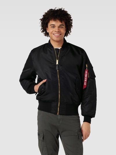 Alpha Industries Bomberjacke in unifarbenem Design Modell 'MA-1' Black 4