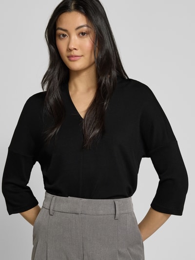 Someday T-Shirt mit V-Ausschnitt und 3/4-Arm Modell 'Uhlyn' Black 3