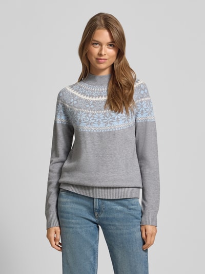 Christian Berg Woman Gebreide pullover met opstaande kraag Middengrijs gemêleerd - 4