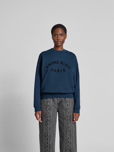 Anine Bing Sweatshirt mit Logo-Stitching Dunkelblau 4