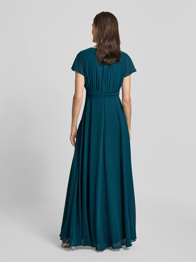 Christian Berg Cocktail Wickelkleid mit V-Ausschnitt und Bindegürtel Lagune 5