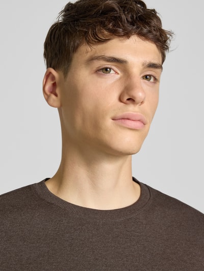 Only & Sons Regular Fit T-Shirt mit Rippstruktur Modell 'TANNER' Mittelgrau Melange 3