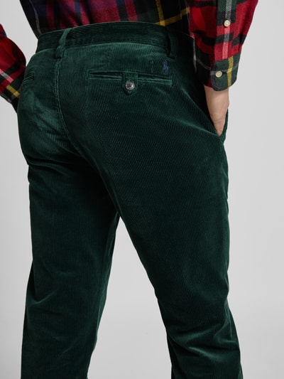 Polo Ralph Lauren Stretch straight fit corduroy broek met riemlussen, model 'BEDFORD' Flessengroen - 3