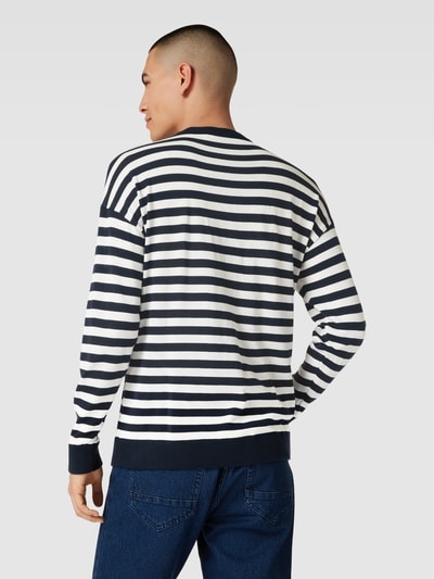 Drykorn Gebreide pullover met streepmotief, model 'Freddy' Marineblauw - 5