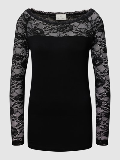 Kaffe Longsleeve mit Spitzeneinsatz Modell 'Lacy Boat' Black 2