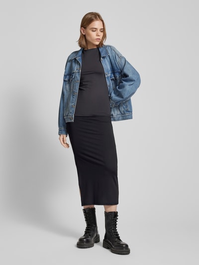 Only Midi-jurk in effen design, model 'LEA' Zwart - 1