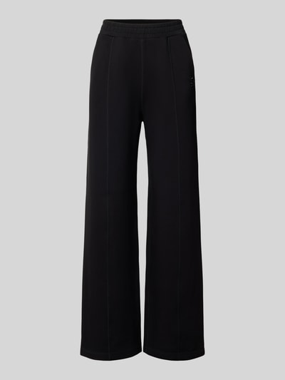 Produktfoto, Wide Fit Hose aus Viskose-Mix mit elastischem Bund van Liu Jo, zwarte wide fit dames broek van viscosemix met elastische band, Steekzakken, Binnenbeenlengte bij maat S 79 cm
