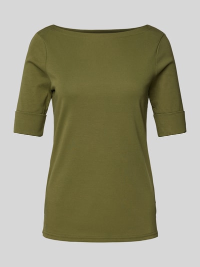 Lauren Ralph Lauren T-Shirt mit geripptem U-Boot-Ausschnitt Modell 'JUDY' Oliv 2