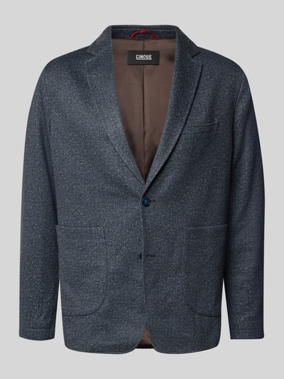 Produktfoto, Regular Fit Sakko mit aufgesetzten Taschen Modell 'Monza' von CINQUE, dunkelblauer Material-Mix, Reverskragen, Knopfverschluss, Baumwoll-Anteil, strukturiertes Gewebe, schlichte Farben