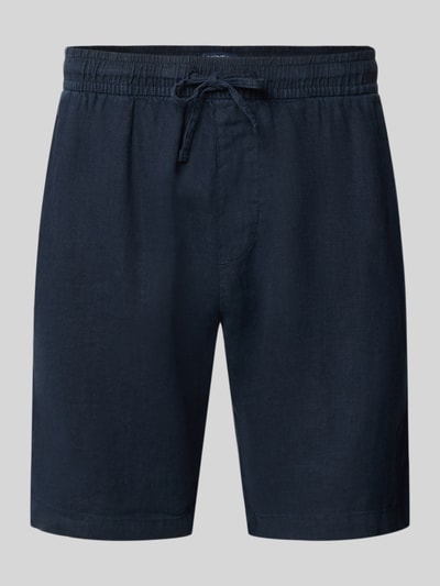 Produktfoto, Shorts mit elastischem Bund und Gesäßtasche von MCNEAL in Dunkelblau, reine Baumwolle, Regular Fit, strukturierte Oberfläche