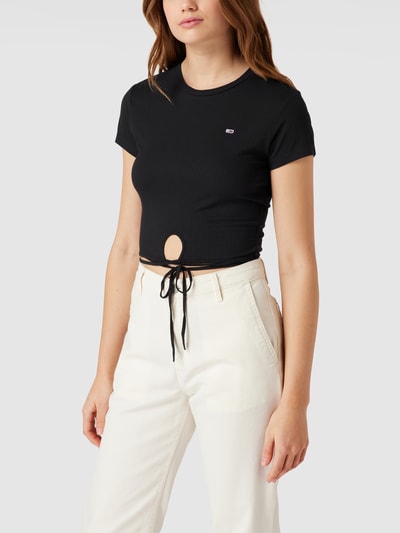 Tommy Jeans Cropped T-Shirt mit Schnürung Black 4