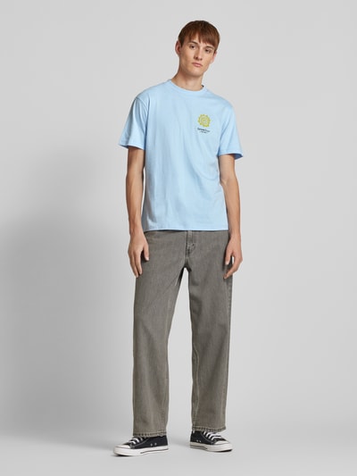 Blend T-shirt met labelprint, model 'JAISON' Lichtblauw - 1