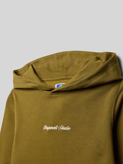 Jack & Jones Hoodie met labelstitching en kangoeroezak Olijfgroen - 2
