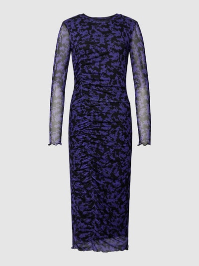 Tom Tailor Denim Midi-jurk met all-over motief, model 'Gathering' Helder paars - 2